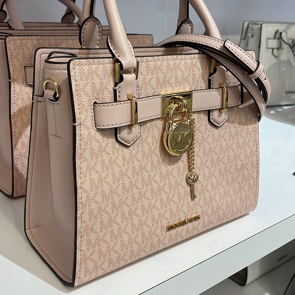 MICHAEL KORS Hamilton Small Logo Satchel Crossbody Bag 
Powder Blush 
NWT - Picture 2 of 8